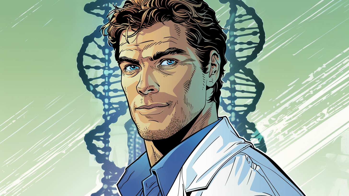 Doctor with DNA helix